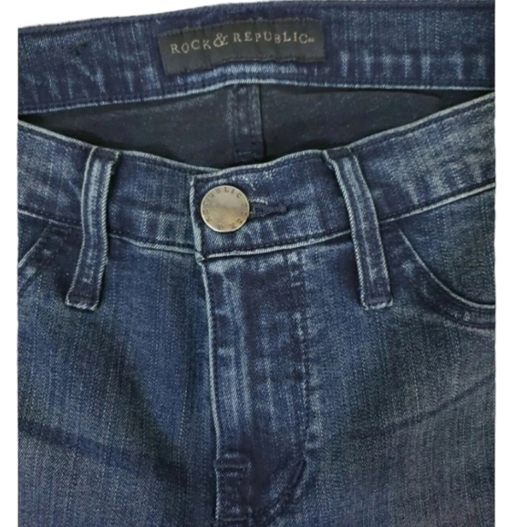 Rock & Republic~Size 4M~"Kashmiere" Dark Wash  Distressed Skinny Jeans Stretch. - Picture 2 of 9